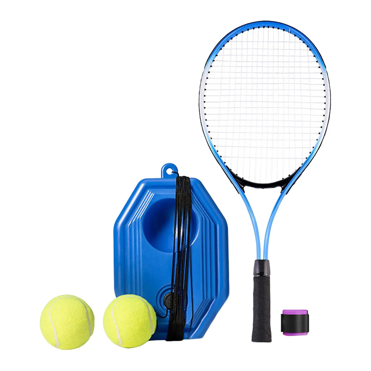 Base de Treinamento com Raquete + Brindes (2 Bolas e 1 Overgrip) | Kit SoloTennis