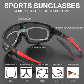 Óculos de Ciclismo X-TIGER com Lentes Polarizadas e Fotocromáticas!