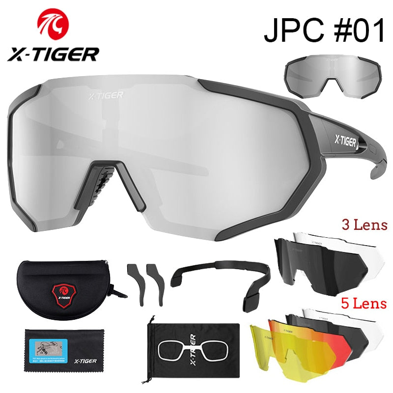 Óculos de Ciclismo X-TIGER com Lentes Polarizadas e Fotocromáticas!